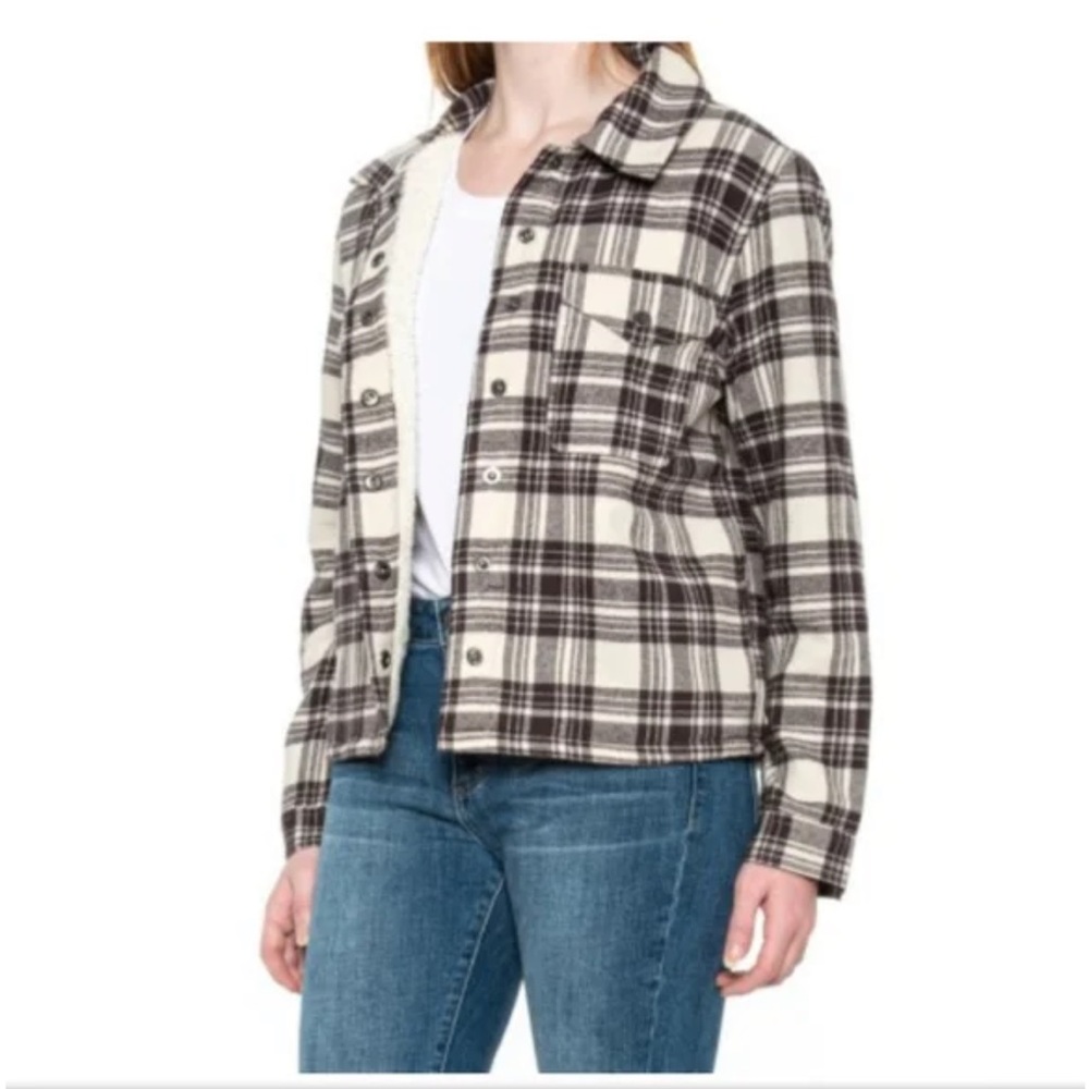 NWT Lucky Brand snap button Sherpa lined coat